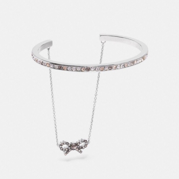 Coach Silver Bow Tie Cuff Bracelet with Chain - Picture 5 of 5